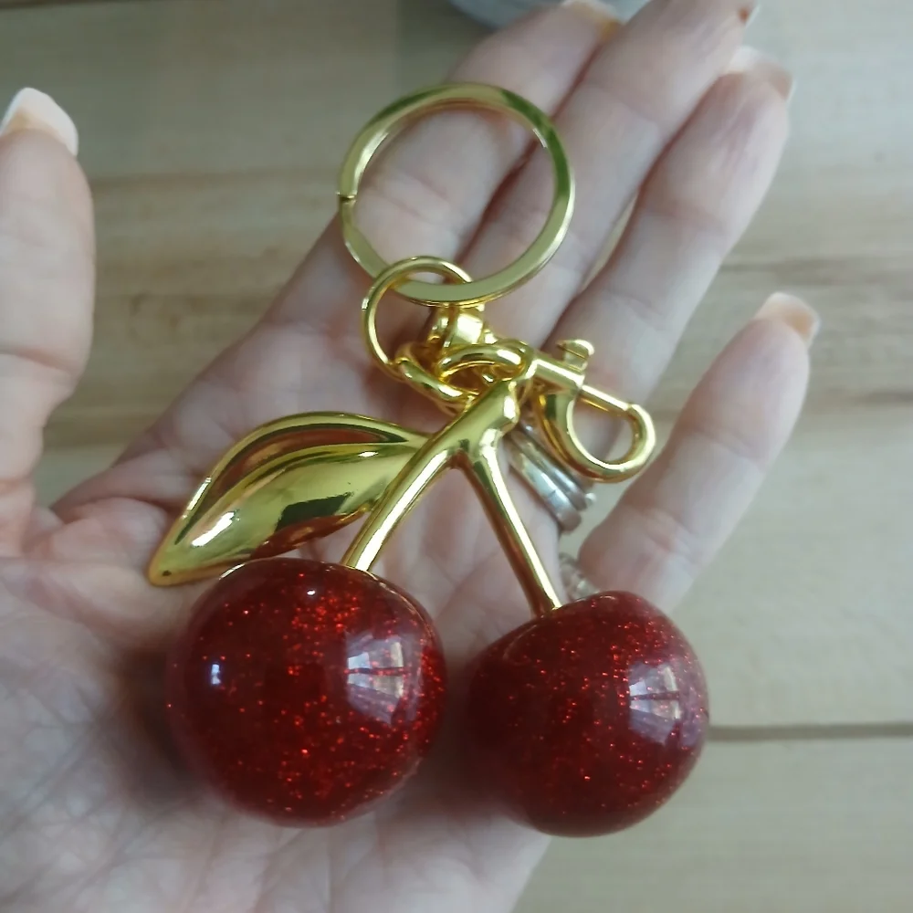 Brand New Red Cherry Keychain Or Purse Charm! - Picture 4 of 4
